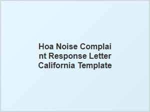 California Noise Complaint Response Letter Template