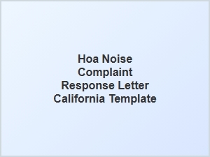 Hoa Noise Complaint Response Letter Template California