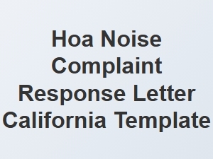 Hoa Noise Complaint Response Letter Template California