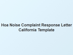 Hoa Noise Complaint Response Letter Template California
