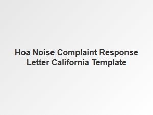 Noise Complaint Response Letter California Template Legal Requirements