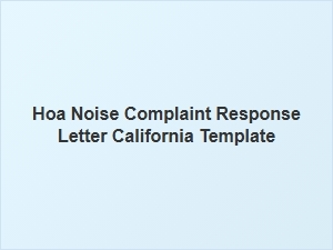 Tenant Noise Complaint Response Letter Template California